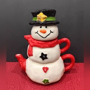 Ceramic Snowman Teapot Set